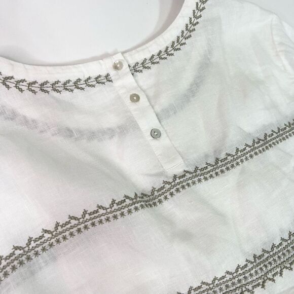 J. Jill Blouse Women's PXL Cross Stitch Embroidery Linen 3/4 Sleeve Top Shirt - Picture 9 of 11